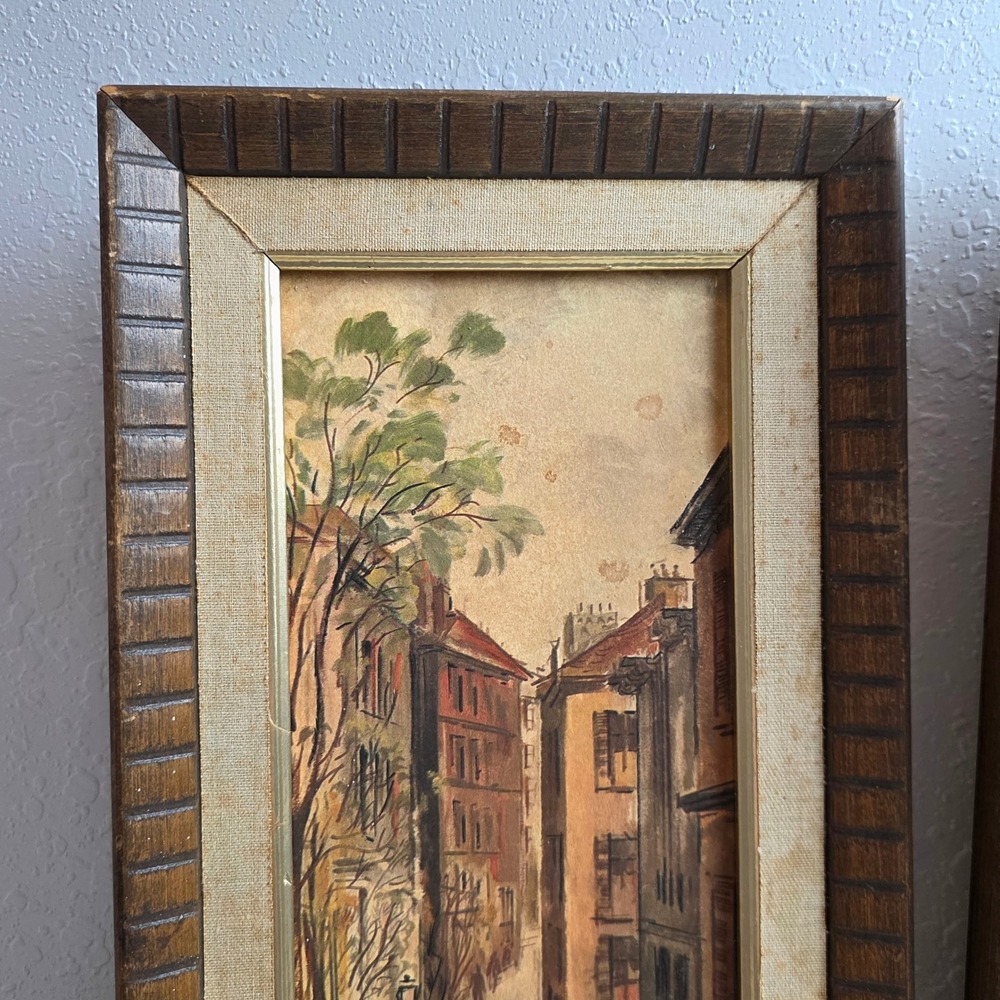 Vintage MCM Set Alex Yaworski Lithograph Prints‎ European Street Scenes FLAWED - Picture 3 of 16